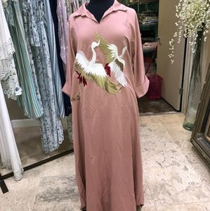 Long embroidered pink dress